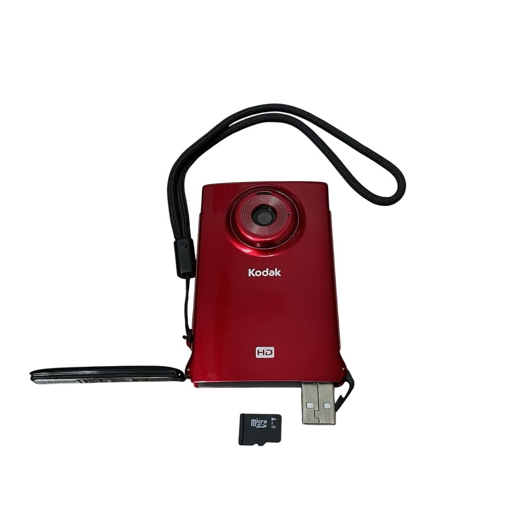 Kodak Mini HD Video Camera Zm2 Tested Works 1.8" LCD Red